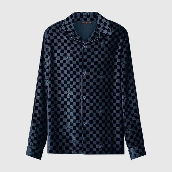 루이비통 Mulberry 실크 블렌드 벨벳 이브닝 긴소매 재킷 셔츠 1AFWFA